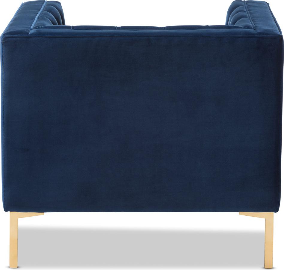 Wholesale Interiors Accent Chairs - Zanetta Luxe and Glamour Navy Velvet Upholstered Gold Finished Lounge Chair