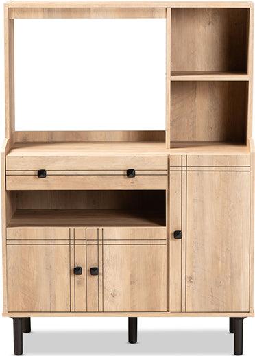 Wholesale Interiors Buffets & Sideboards - Patterson Modern and Contemporary Modern Oak Brown Finished Wood 3-Door Kitchen Storage Cabinet