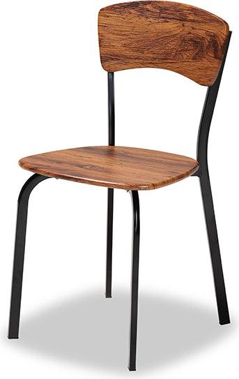 Wholesale Interiors Dining Sets - Elida Walnut Brown Finished Wood and Black Metal 5-Piece Dining Set