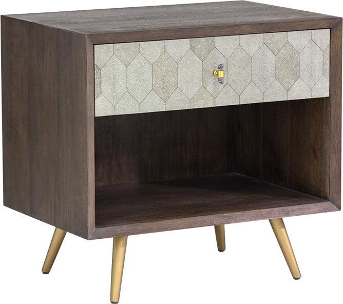 SUNPAN Nightstands & Side Tables - Aniston Nightstand - Dark Mango - Taupe Shagreen Taupe