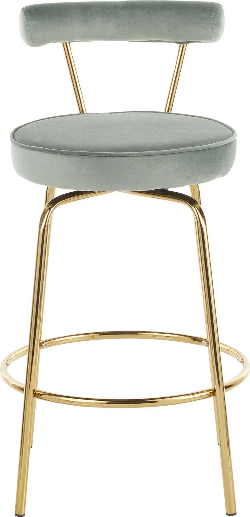 Lumisource Barstools - Rhonda Counter Stool Gold & Sage Green (Set of 2)