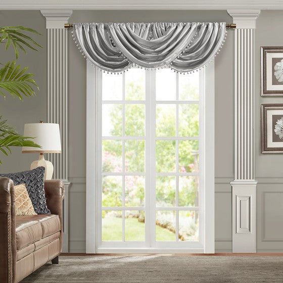 Olliix.com Curtains - Waterfall Valance (Single) Silver