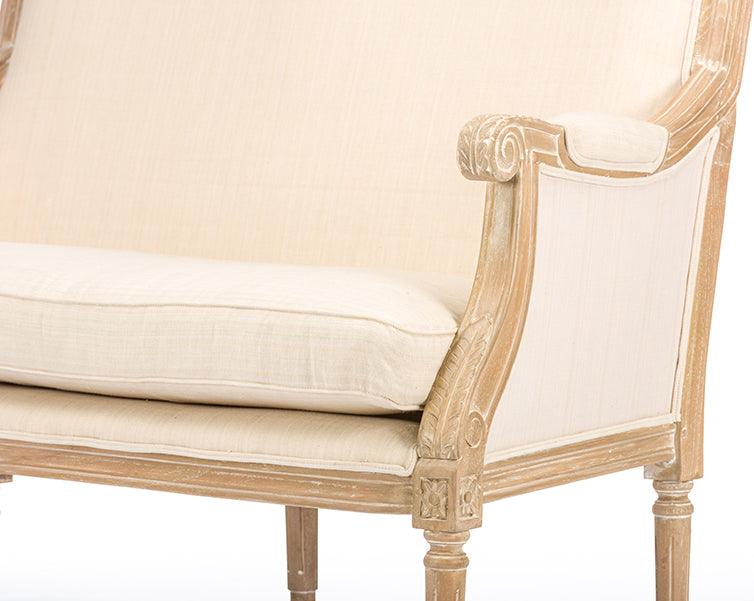 Wholesale Interiors Loveseats - Chavanon Wood & Light Beige Linen Traditional French Loveseat