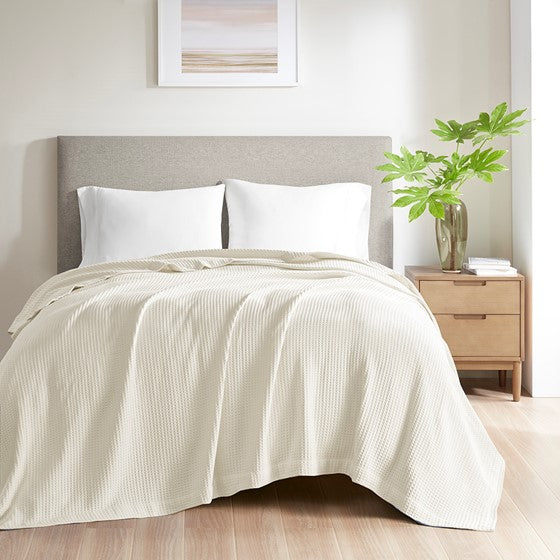 Olliix.com Comforters & Blankets - Cotton Blanket Ivory Full/Queen
