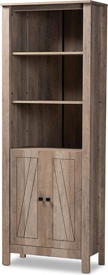 Wholesale Interiors Bookcases & Display Units - Derek Modern and Contemporary Transitional Rustic Oak Finished Wood 2-Door Bookcase