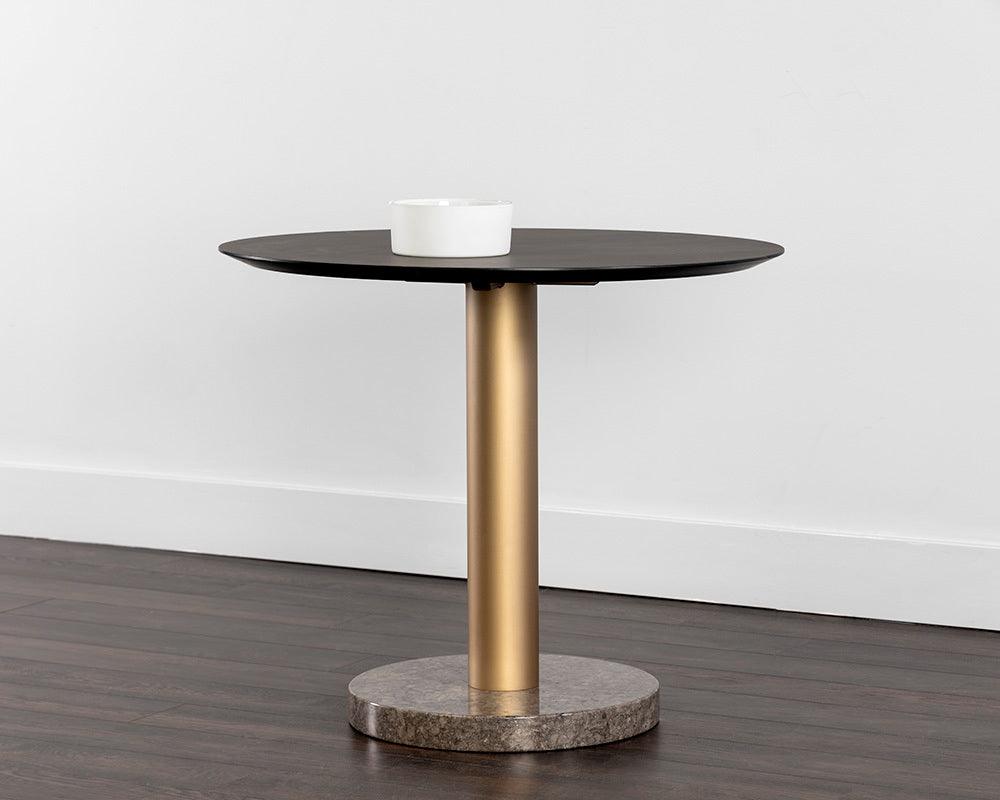 SUNPAN Outdoor Dining Tables - Monaco Bistro Table - Gold - Grey Marble / Charcoal Grey - 35.5" Gray