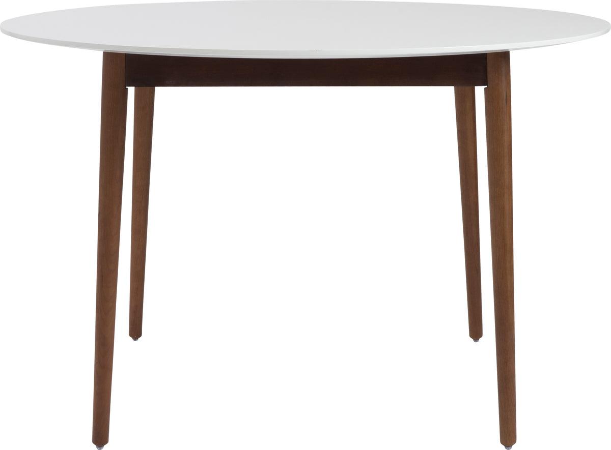 Euro Style Dining Tables - Manon Round Dining Table Matte White & Dark Walnut