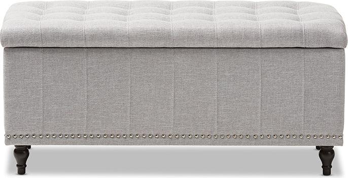 Wholesale Interiors Benches - Kaylee Modern Classic Grayish Beige Fabric Upholstered Button-Tufting Storage Ottoman Bench