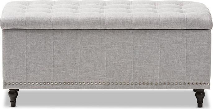 Wholesale Interiors Benches - Kaylee Modern Classic Grayish Beige Fabric Upholstered Button-Tufting Storage Ottoman Bench