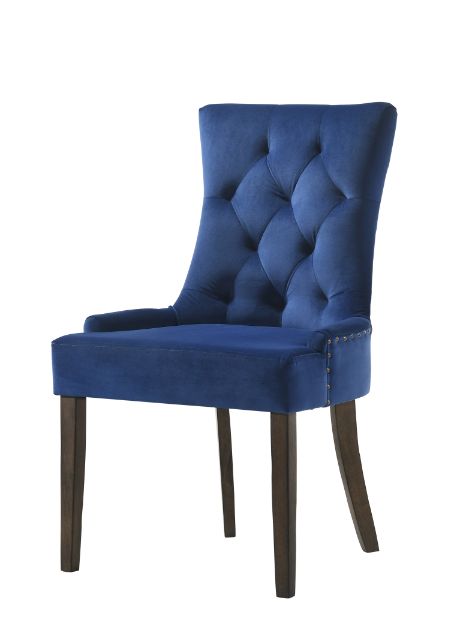 ACME Dining Chairs - ACME Farren Side Chair, Blue Velvet & Espresso Finish