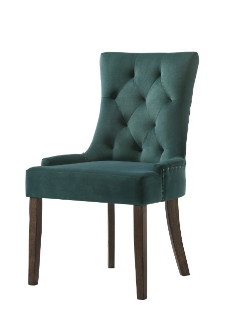 ACME Dining Chairs - ACME Farren Side Chair, Green Velvet & Espresso Finish