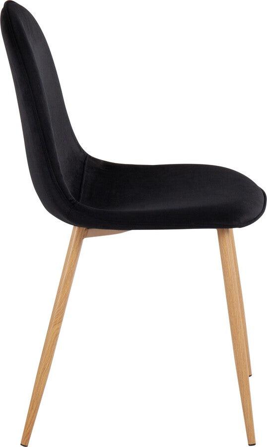 Lumisource Accent Chairs - Pebble Contemporary Chair In Natural Wood Metal & Black Velvet (Set of 2)