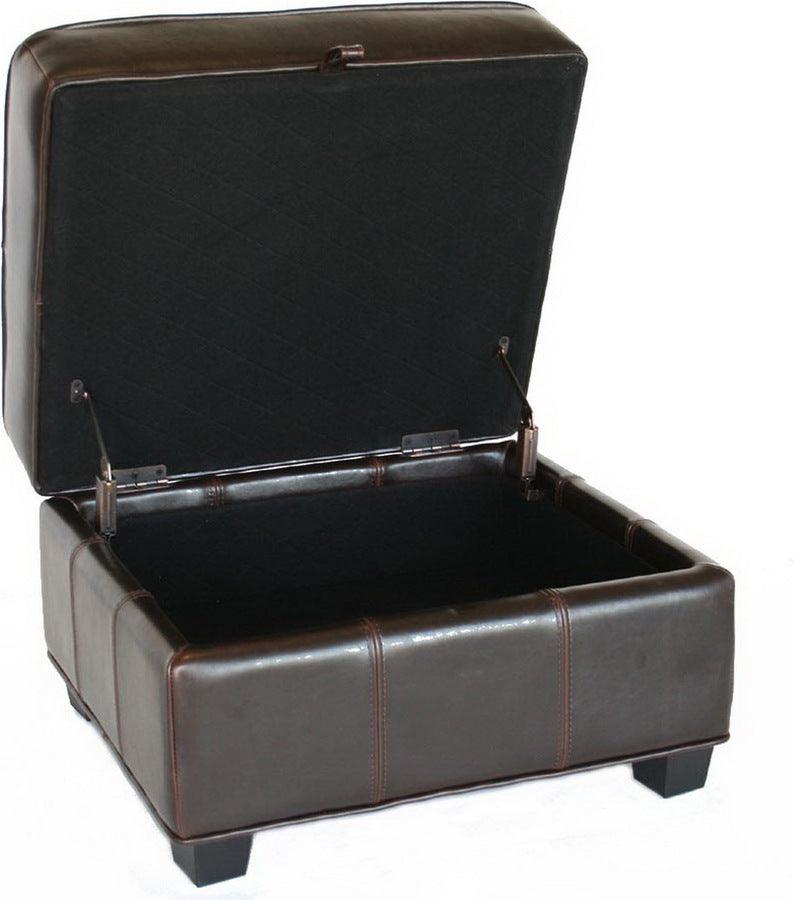 Wholesale Interiors Ottomans & Stools - Agustus Brown Leather Storage Ottoman