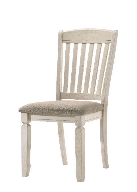 ACME Dining Chairs - ACME Fedele Side Chair, Tan Fabric & Cream Finish