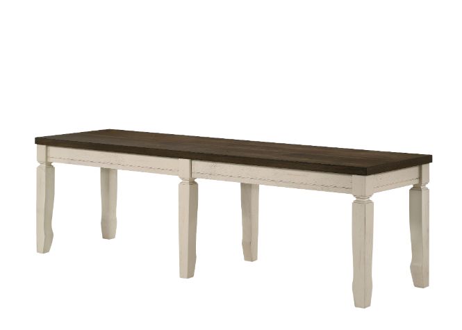 ACME Benches - ACME Fedele Bench, Weathered Oak & Cream Finish