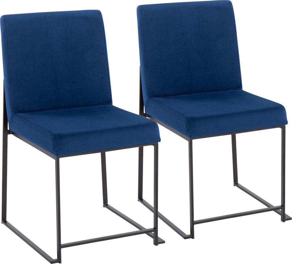 Lumisource Dining Chairs - High Back Fuji Contemporary Dining Chair In Black Steel & Blue Velvet (Set of 2)