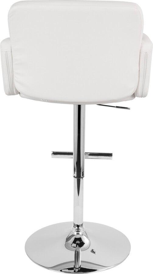 Lumisource Barstools - Stout Contemporary Adjustable Barstool with Swivel and White Faux Leather