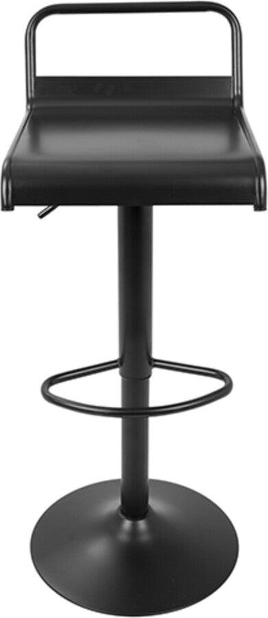 Lumisource Barstools - Emery Industrial Adjustable Barstool with Swivel in Black - Set of 2