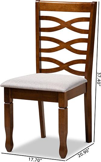 Wholesale Interiors Dining Chairs - Lanier Grey Fabric Upholstered and Walnut Brown Finished Wood 2-Piece Dining Chair Set