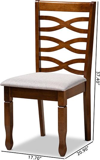 Wholesale Interiors Dining Chairs - Lanier Grey Fabric Upholstered and Walnut Brown Finished Wood 2-Piece Dining Chair Set