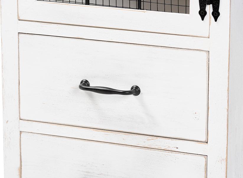 Wholesale Interiors Buffets & Cabinets - Faron Two-Tone Distressed White and Oak Brown Finished Wood 2-Drawer Storage Cabinet