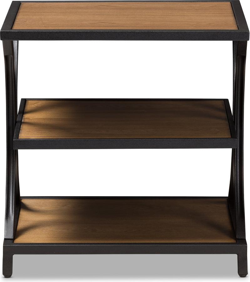 Wholesale Interiors Side & End Tables - Lancashire Style Oak Brown Finished Wood & Black Finished Metal End Table
