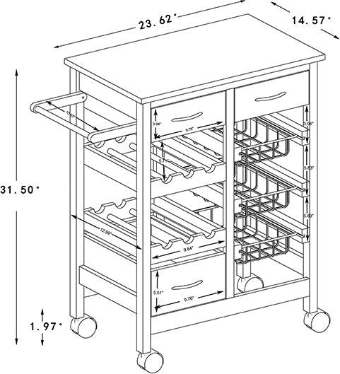 Wholesale Interiors Kitchen & Bar Carts - Crayton Contemporary Oak Brown Wood and Silver-Tone Metal Mobile Kitchen Storage Cart