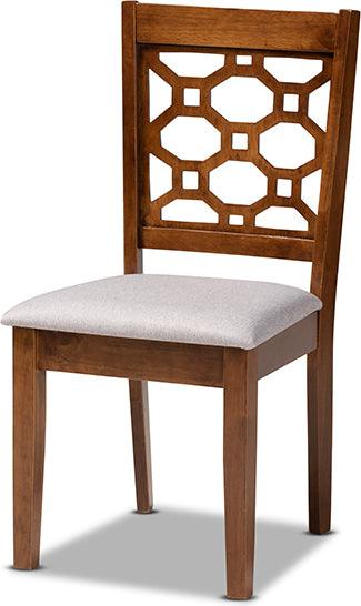 Wholesale Interiors Dining Chairs - Peter Grey Fabric Upholstered and Walnut Brown Finished Wood 4-Piece Dining Chair Set