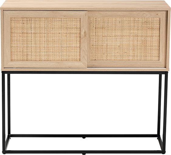 Wholesale Interiors Buffets & Cabinets - Amelia Mid-Century Modern Natural Brown Finished Wood and Natural Rattan Sideboard Buffet