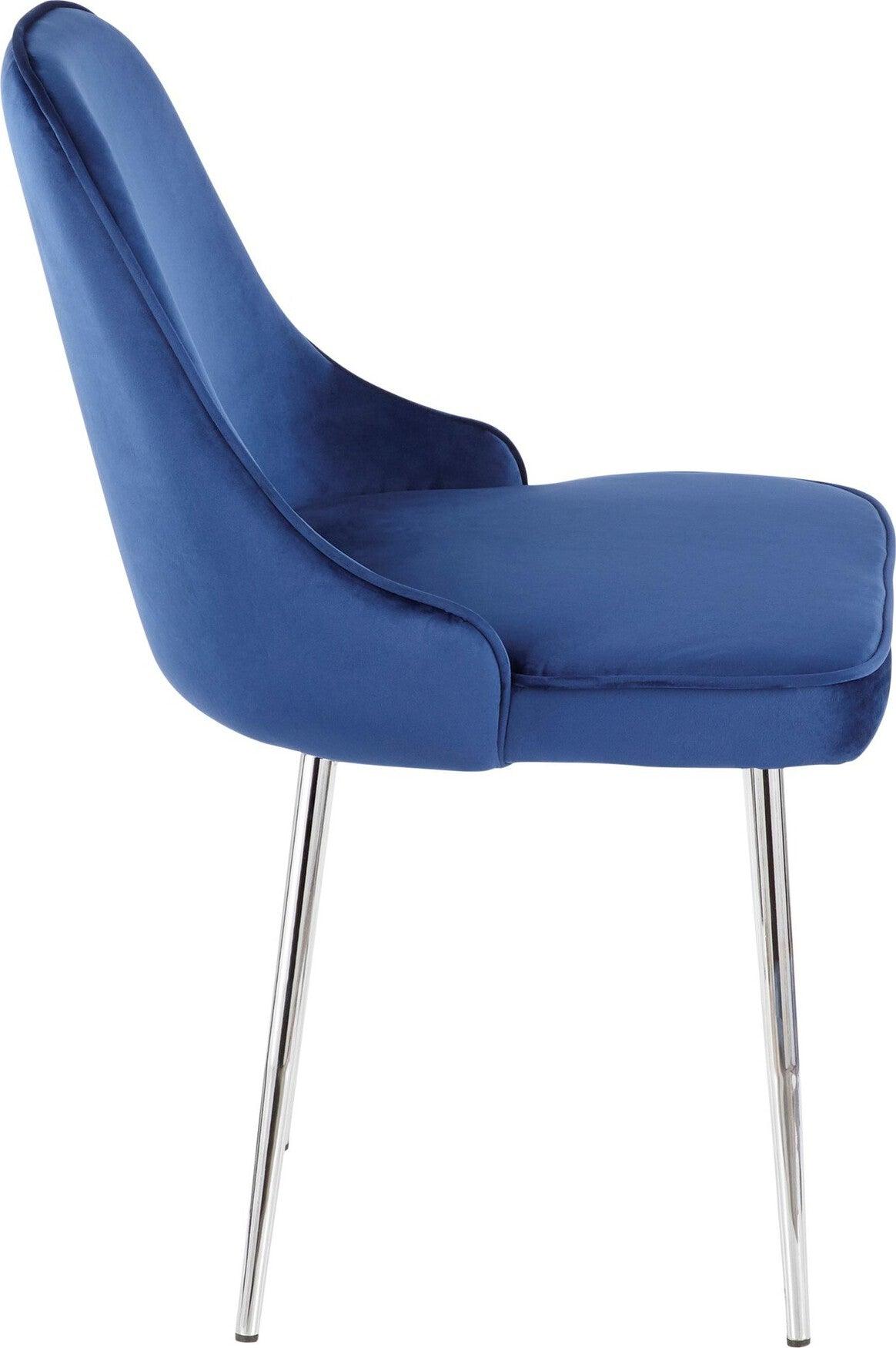 Lumisource Dining Chairs - Marcel Navy Blue Velvet Fabric Dining Chair (Set of 2)