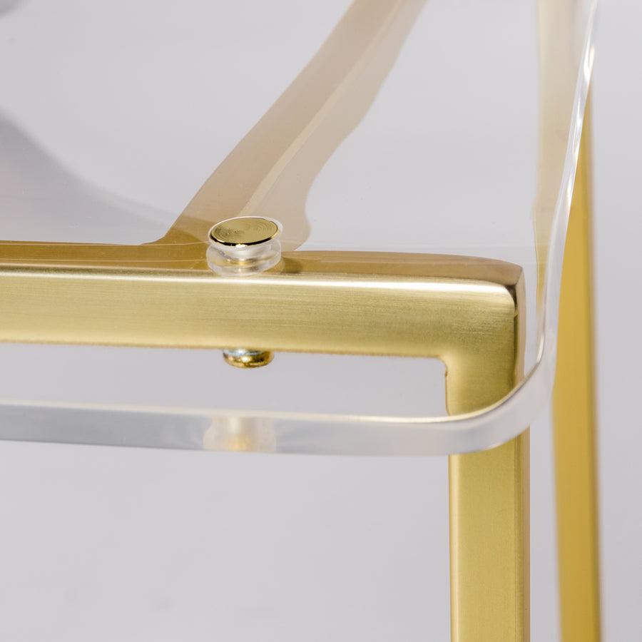 Euro Style Barstools - Chloe Counter Stool in Clear Acrylic with Matte Brushed Gold Legs - Set of 2