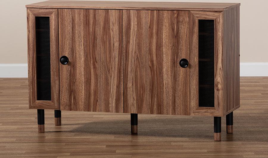 Wholesale Interiors Shoe Storage - Valina Contemporary 2-Door Wood Entryway Shoe Storage Cabinet with Screen Inserts