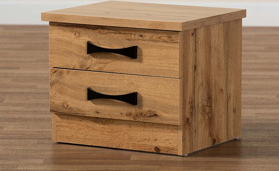 Wholesale Interiors Nightstands & Side Tables - Colburn Oak Brown Finished Wood 2-Drawer Nightstand