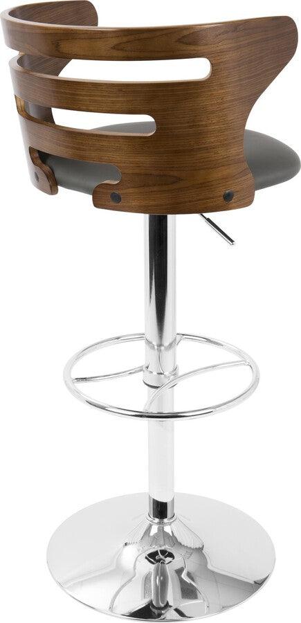 Lumisource Barstools - Cosi Adjustable Barstool With Swivel In Walnut & Grey Faux Leather (Set of 2)