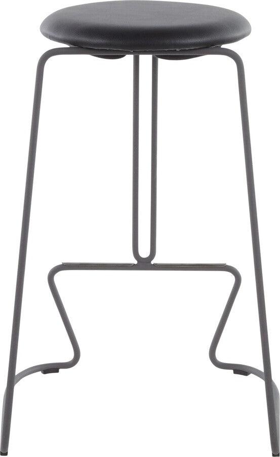 Lumisource Barstools - Finn Contemporary Counter Stool in Grey Steel and Black Faux Leather - Set of 2