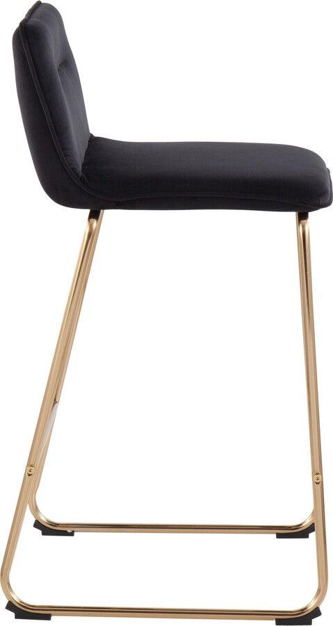 Lumisource Barstools - Casper Fixed-Height Contemporary Counter Stool in Gold Metal and Black Velvet - Set of 2