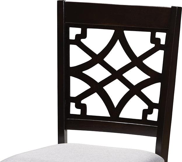 Wholesale Interiors Dining Chairs - Mael Grey Fabric Upholstered Espresso Brown Finished Wood Dining Chair Set Of 4