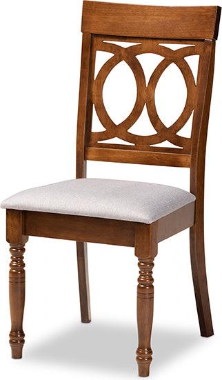 Wholesale Interiors Dining Chairs - Lucie Grey Fabric Upholstered and Walnut Brown Finished Wood 4-Piece Dining Chair Set