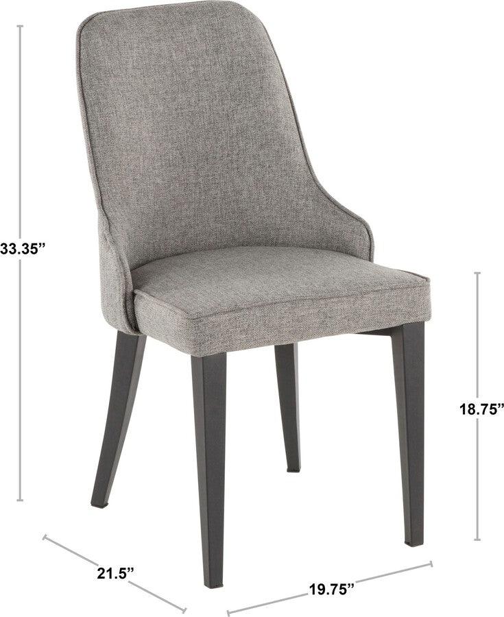 Lumisource Dining Chairs - Nueva Contemporary Accent/Dining Chair in Black Metal and Grey Fabric - Set of 2