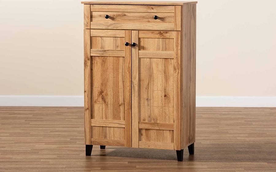 Wholesale Interiors Shoe Storage - Glidden Oak Brown Finished Wood 1-Drawer Shoe Storage Cabinet