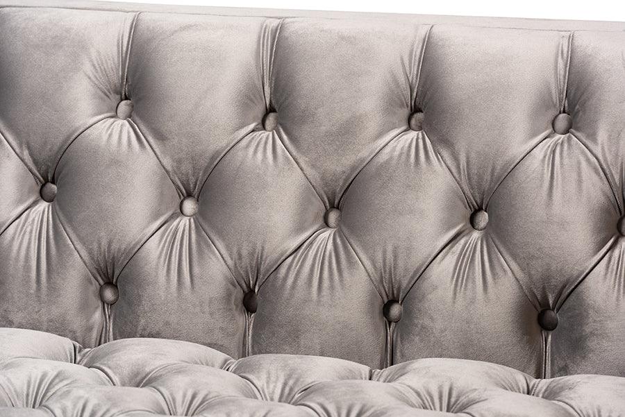 Wholesale Interiors Living Room Sets - Zanetta Gray Velvet Gold Finished 2-Piece Sofa & Lounge Chair Set