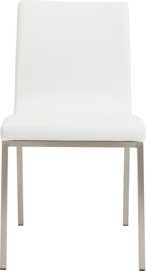 Euro Style Dining Chairs - Scott Side Chair in White with Brushed Stainless Steel Legs - Set of 2
