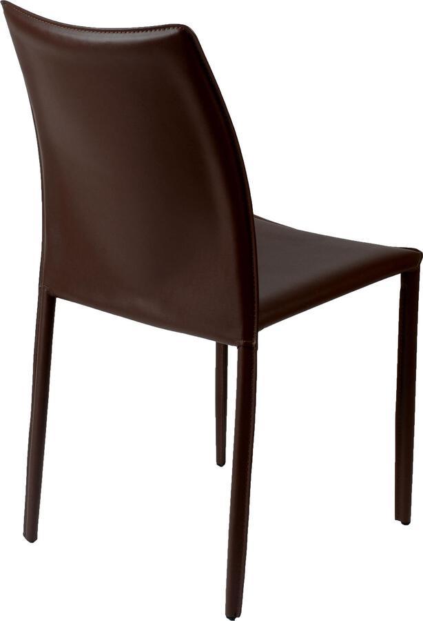 Euro Style Dining Chairs - Dalia Stacking Side Chair in Brown - Set of 2