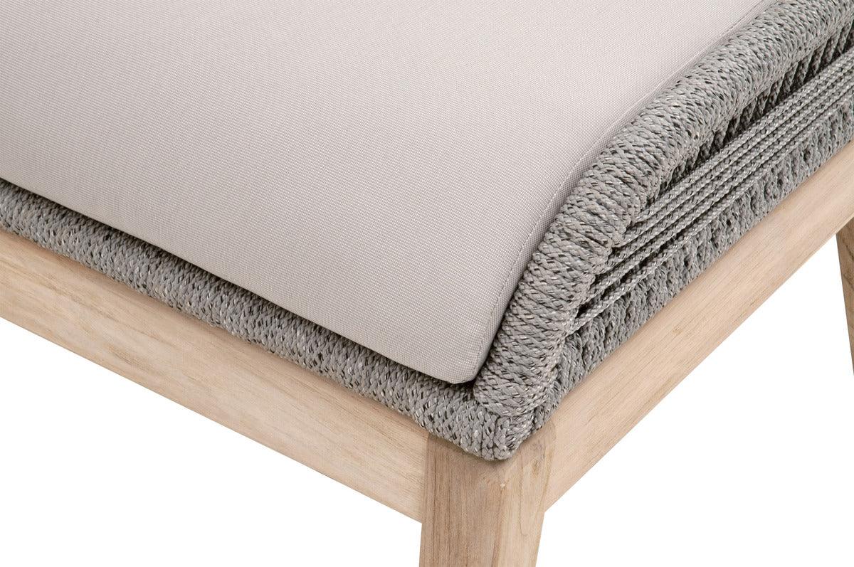 Essentials For Living Outdoor Stools & Benches - Loom Outdoor Footstool Platinum Rope, Smoke Gray, Gray Teak