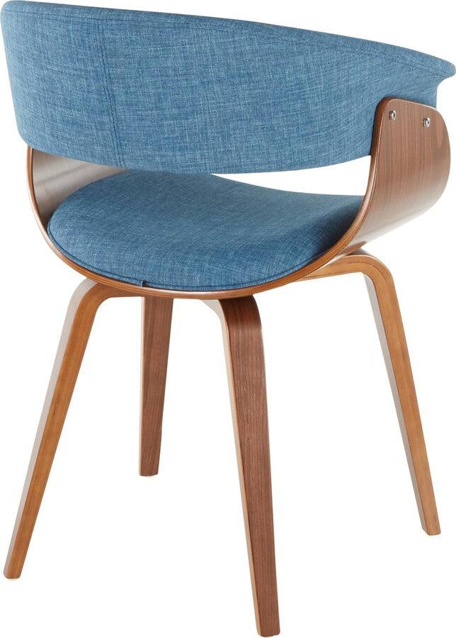 Lumisource Dining Chairs - Vintage Mod Mid-Century Modern Dining/Accent Chair in Walnut & Blue Fabric