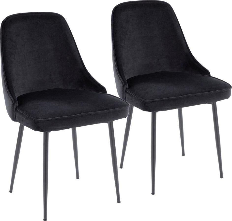 Lumisource Dining Chairs - Marcel Contemporary Dining Chair With Black Frame & Black Velvet Fabric (Set of 2)