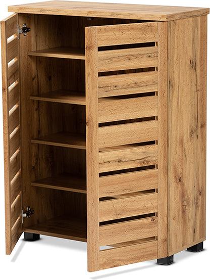 Wholesale Interiors Shoe Storage - Adalwin Oak Brown Finished Wood 2-Door Shoe Storage Cabinet