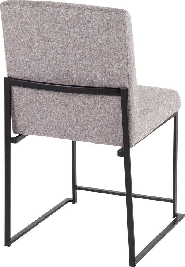 Lumisource Dining Chairs - High Back Fuji Contemporary Dining Chair In Black Steel & Light Grey Fabric (Set of 2)