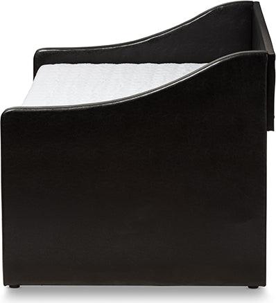 Wholesale Interiors Daybeds - Barnstorm Modern and Contemporary Black Faux Leather Upholstered Daybed with Guest Trundle Bed