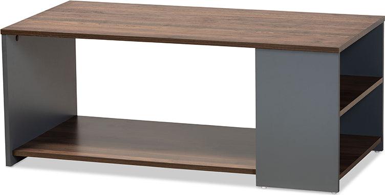 Wholesale Interiors Coffee Tables - Thornton Two-Tone Walnut Brown and Grey Finished Wood Storage Coffee Table